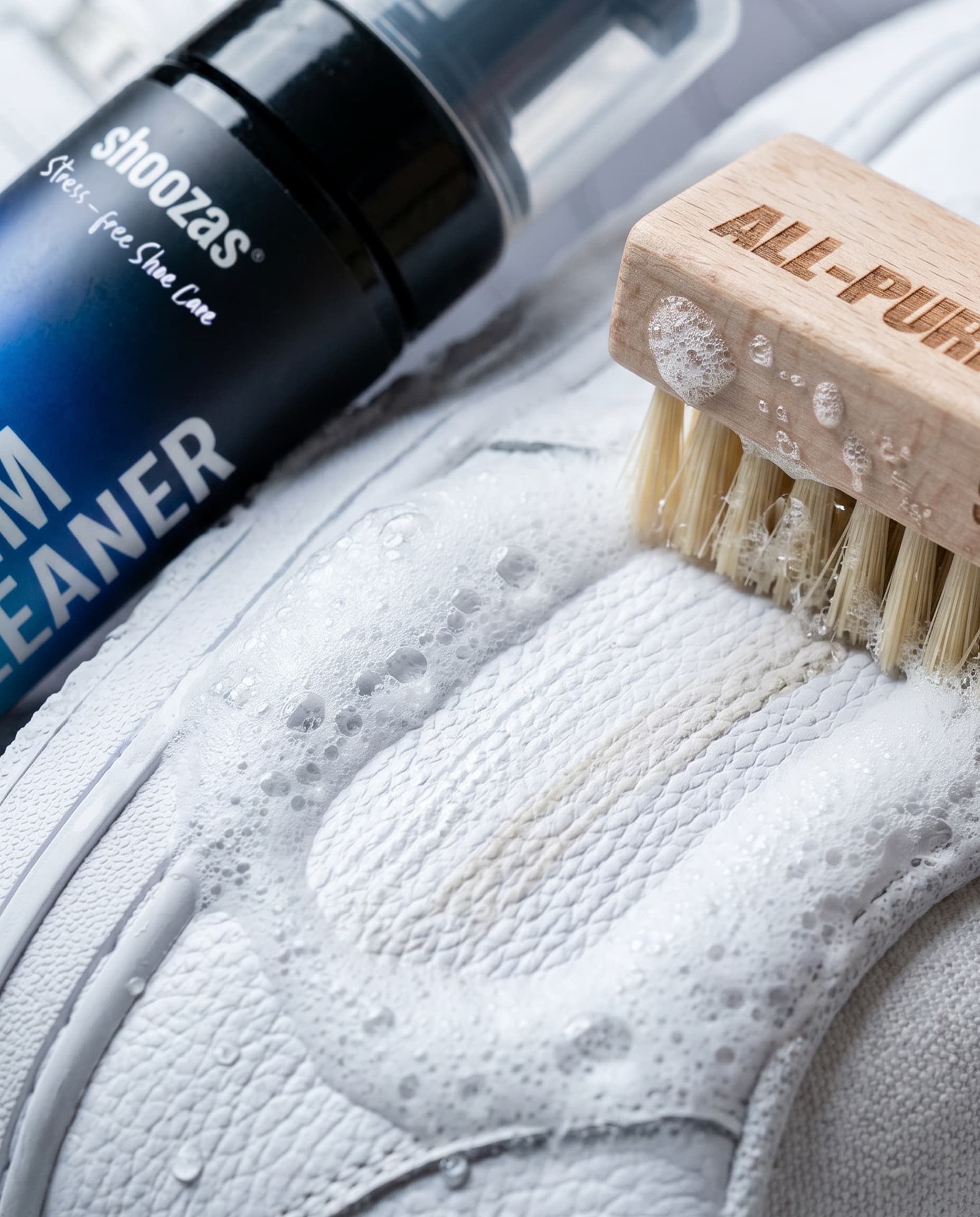 New Balance 990 suede mesh grey sneaker cleaning close-up — Shoozas Studio